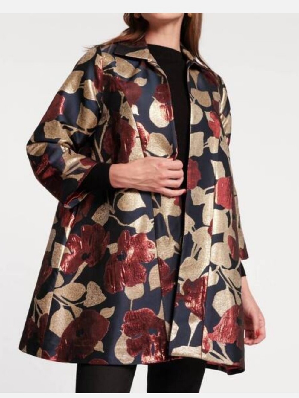 NWT FRANCES VALENTINE CORNELIA SWING JACKET IN FLOATING FLORAL JACQUARD